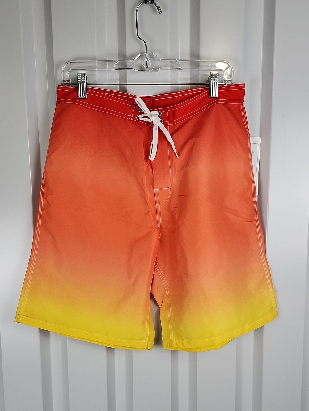 Sundek Vintage Sample Men's Orange Yellow Ombre Board Shorts Sz 32 Y2K 9" inseam